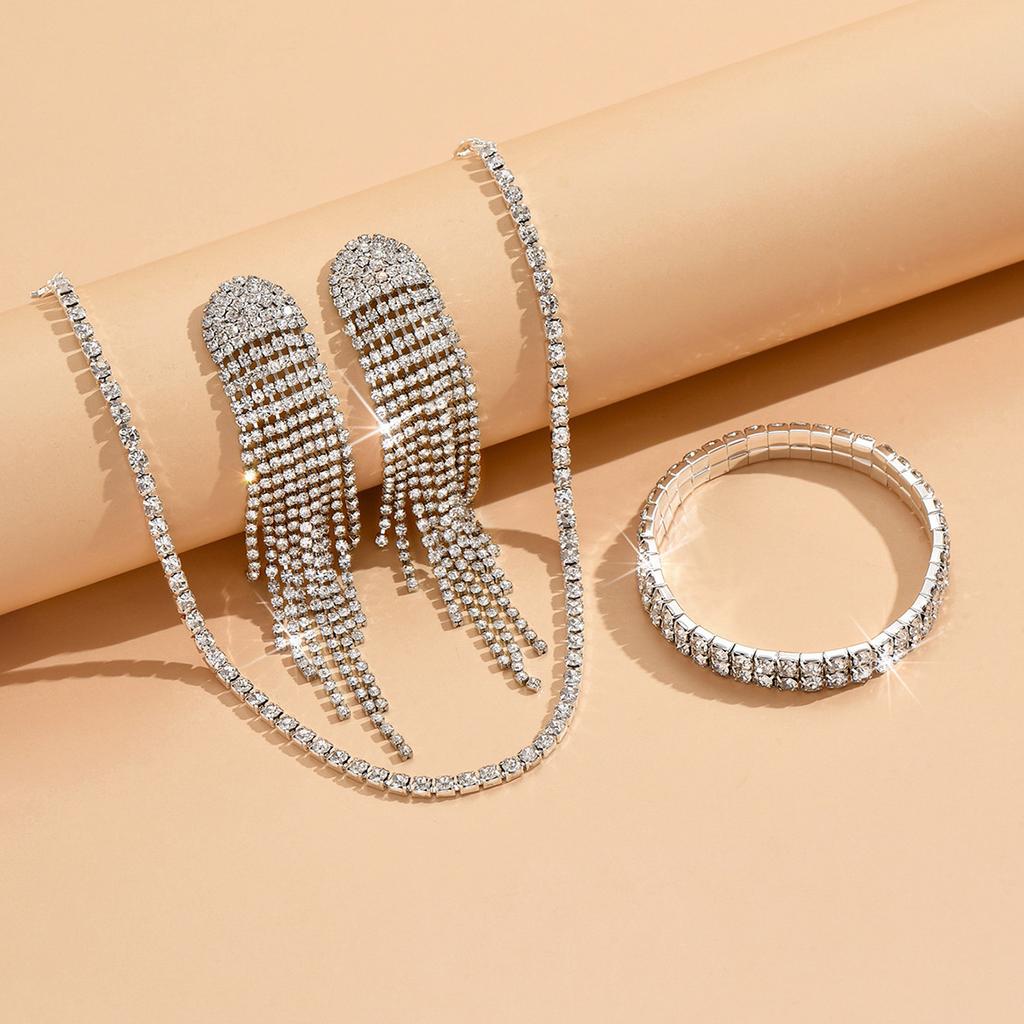 Bridal Accessories Set Fashion Necklace Earrings Bracelet Ladies Three-Piece Elegant Evening Dress Accessories Wedding Accessories