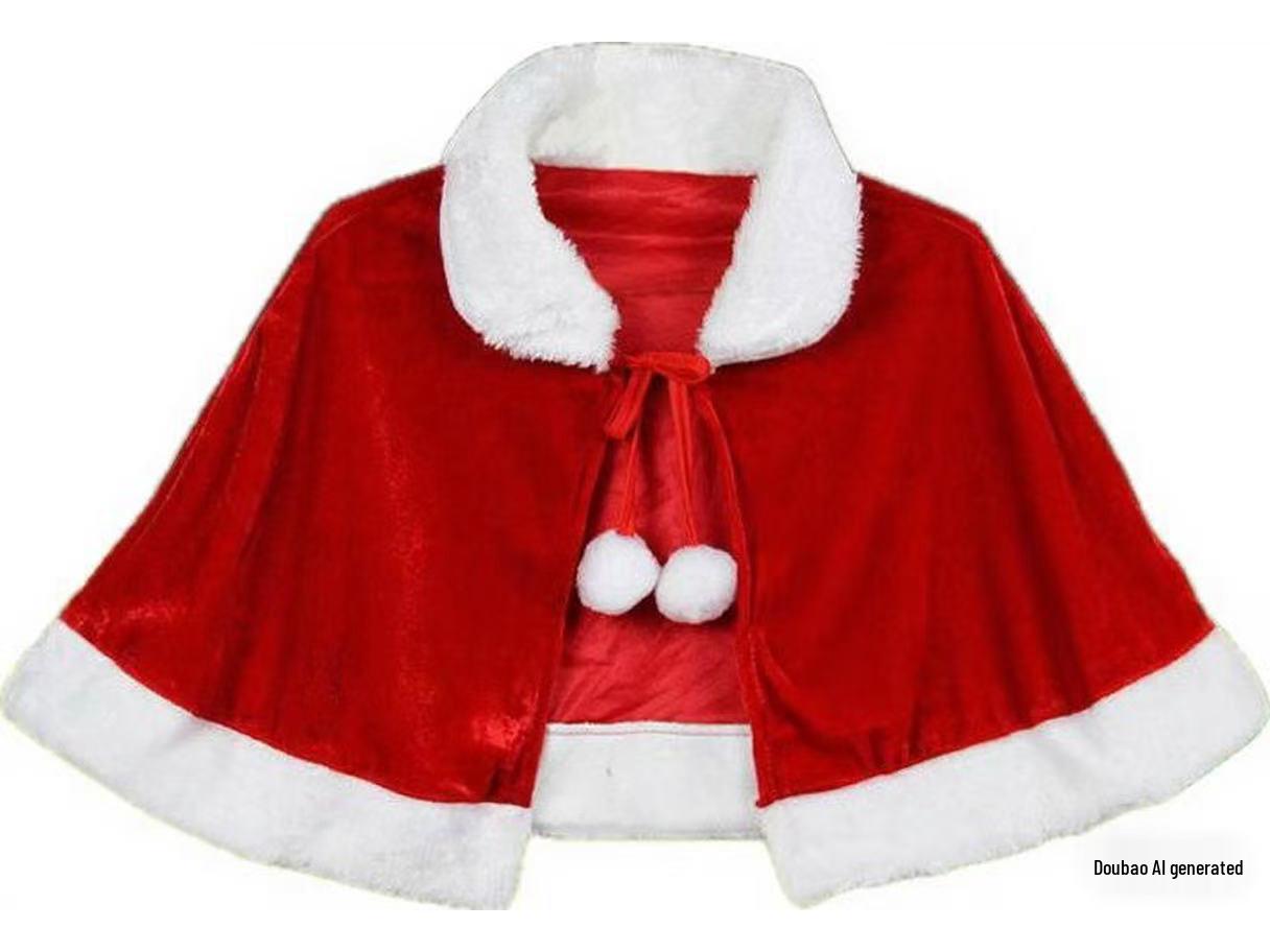 

Дитячий червоний оксамитовий костюм плаща Санти з капюшоном