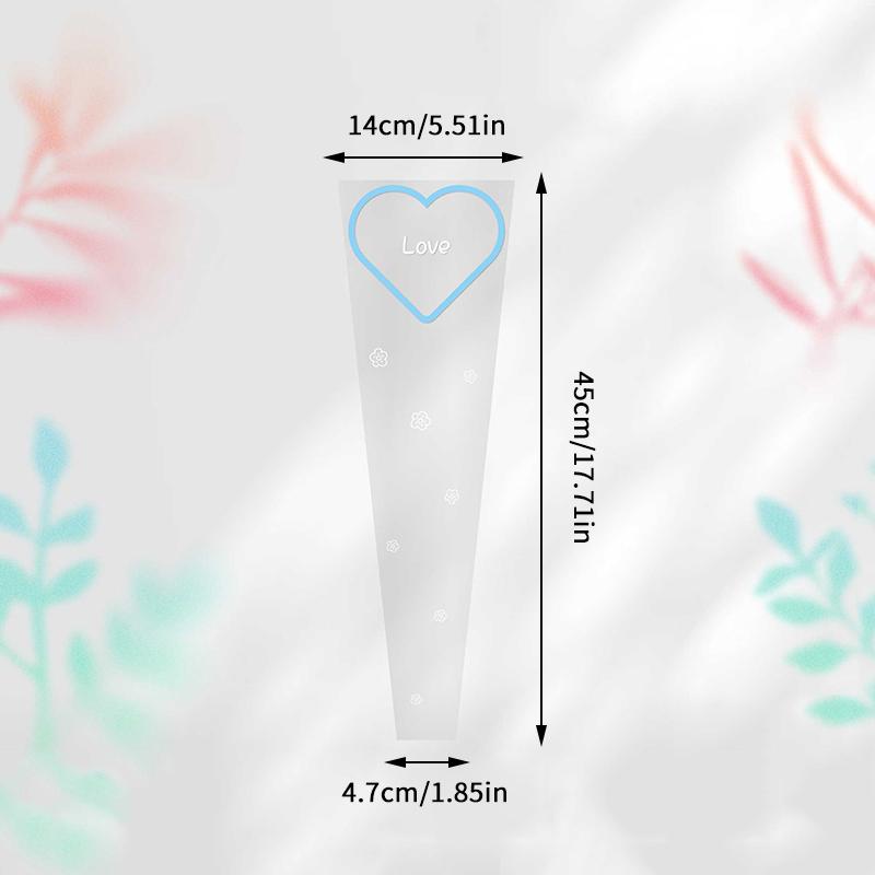 50Pcs Love Transparent Rose Packaging Bags Flower Bouquet Plastic Bag Bouquet Wrapping Paper One Straight Bag Flower Packaging