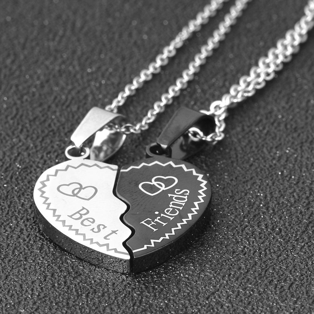 European & American Best Friends Heart Necklace - Stainless Steel