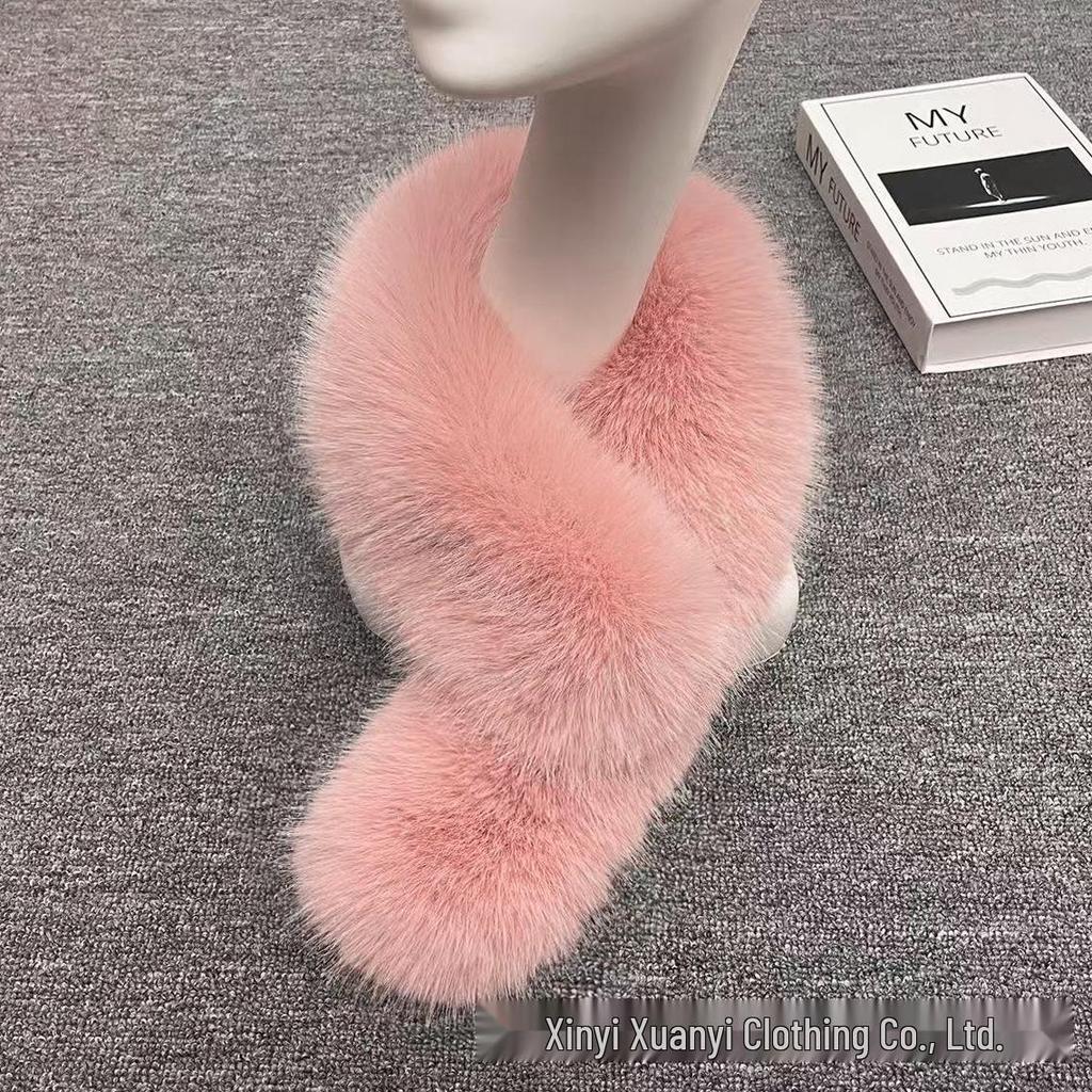 Korean Style Faux Fur Scarf: Double-Sided, Versatile Neck Warmer for Autumn and Winter