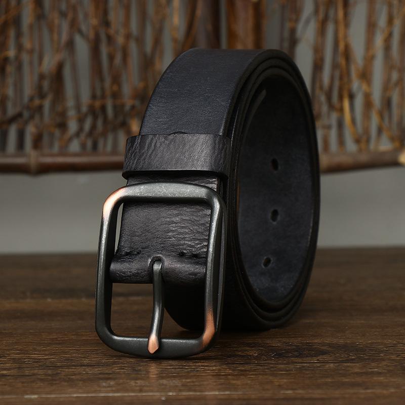 Belt Men's Matte Glossy Retro Leather Pin Buckle First Layer Cowhide Casual Trendy All-Match Youth Jeans Belt