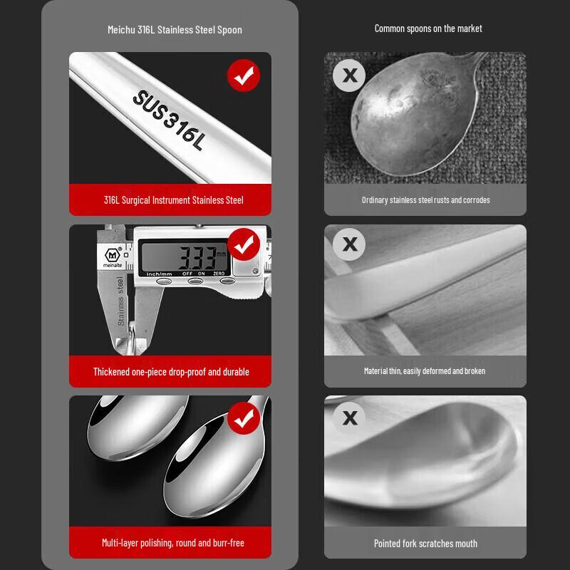 MAXCOOK 316L Stainless Steel Kids Spoon Set