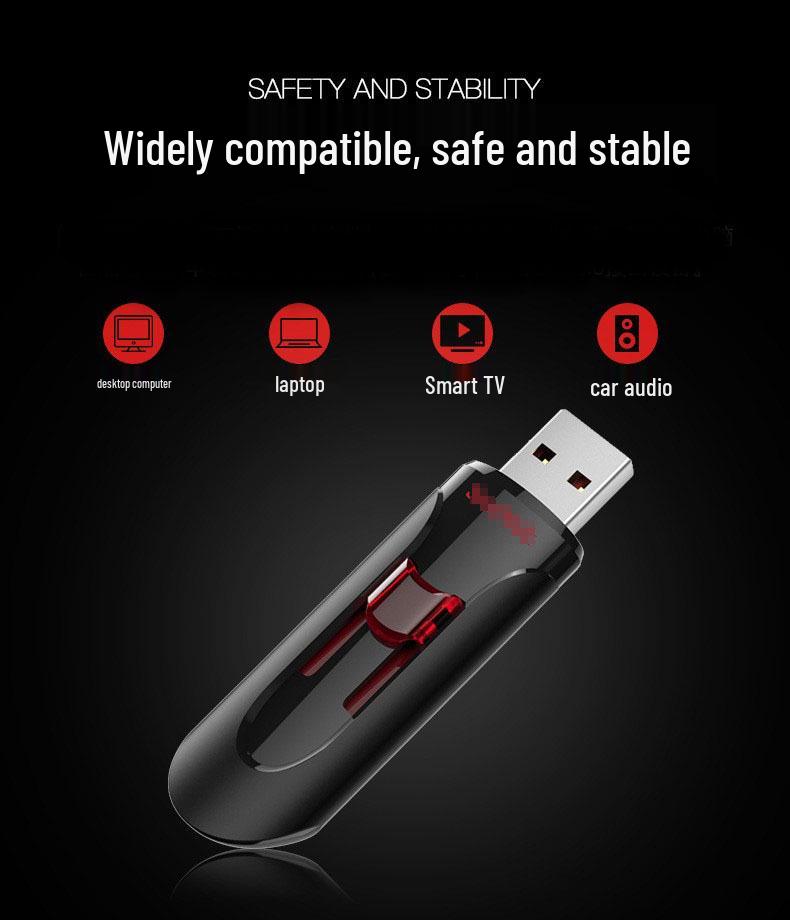 Push-Pull 32GB USB 3.0 Flash Drive, High-Speed 64GB/128GB Storage for Car or Business Use