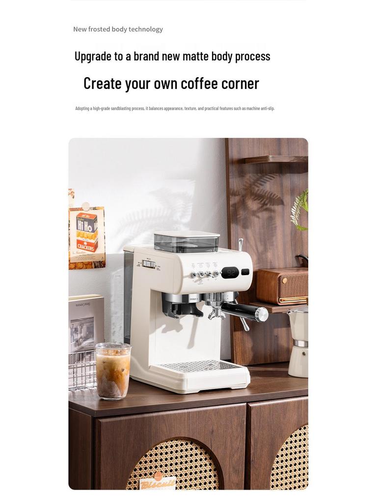 Home Espresso Machine: Semi-Automatic Italian High-Pressure Cold & Hot Dual Extraction with Integrated Grinder