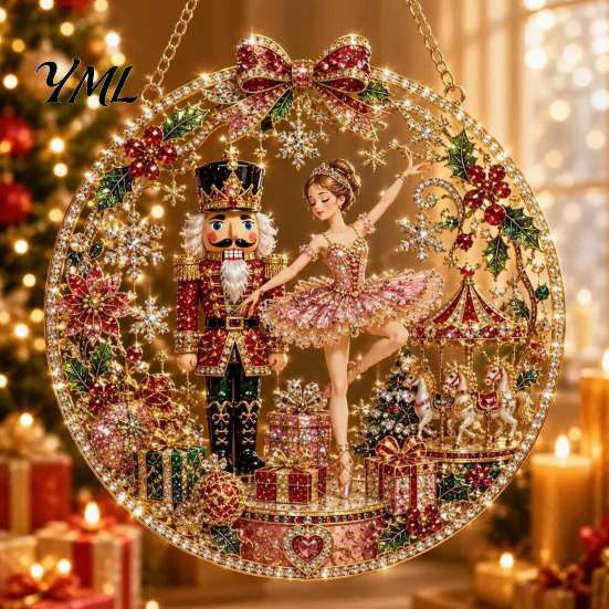 Innovative Holiday Gifts for Relatives Christmas Hanging Diamond Art Ornament, 2D Acrylic Pearl Painting Ornaments Tree Pattern Suncatcher,
