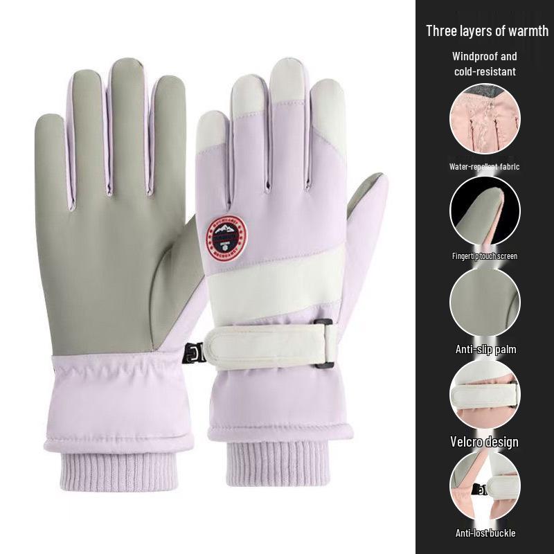 Guanti da sci invernali unisex: Foderato in Velluto, Touchscreen, Antivento e Antifreddo per Sport all'Aperto