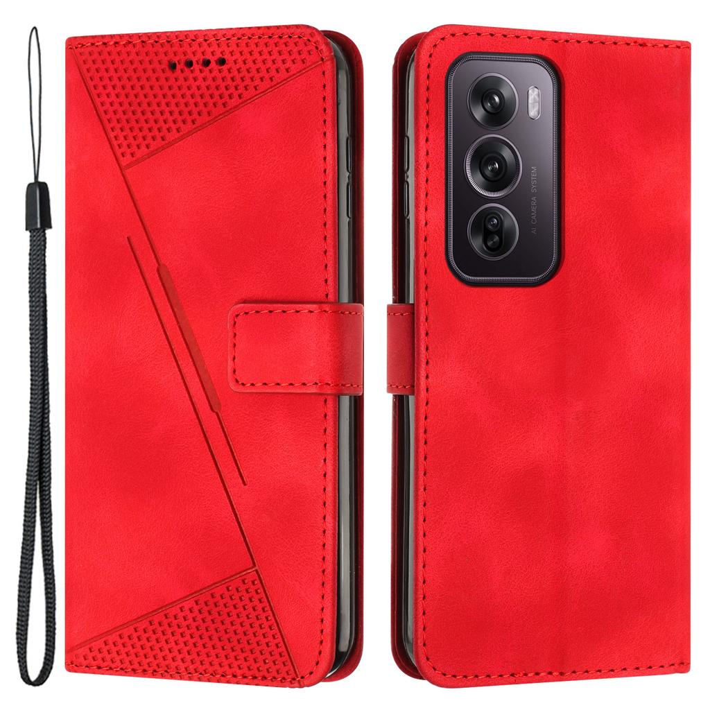For Oppo Reno12 Pro 5G (Global) Case Triangle Leather Phone Cover Wallet with Credit Card Holder