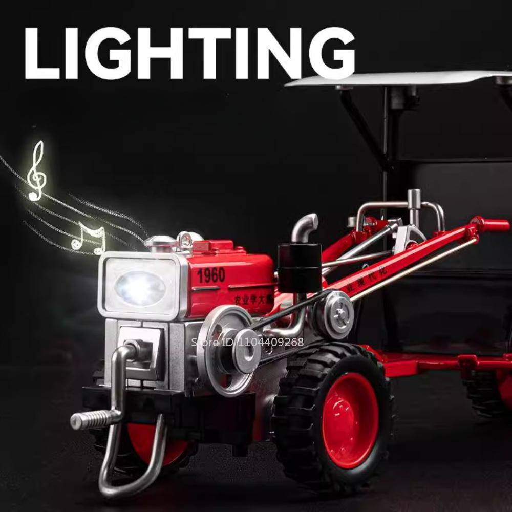 1:32 Scale Retro Walking Tractor Car Model Toy Sound Light Diecast Metal Agricultural Vehicle Models Decorations for Kids