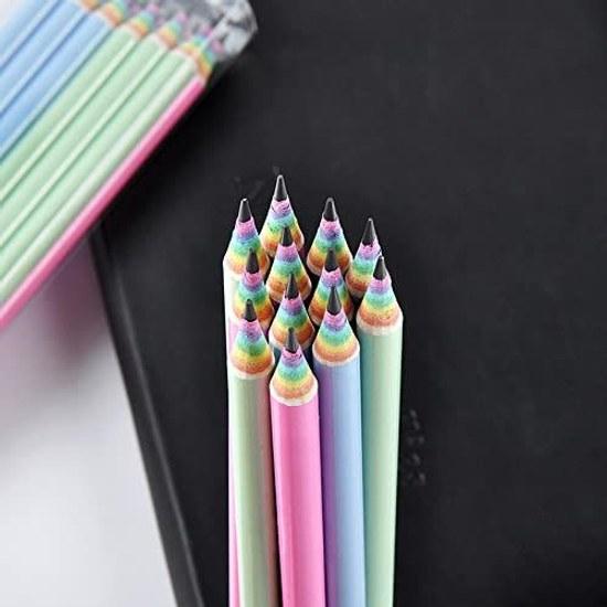 Samcos Rainbow Pencils Interesting Pencil 12-Piece Set HB Cute Stationery Paper School Preparation Entrance Celebration Elementary Boy Girl