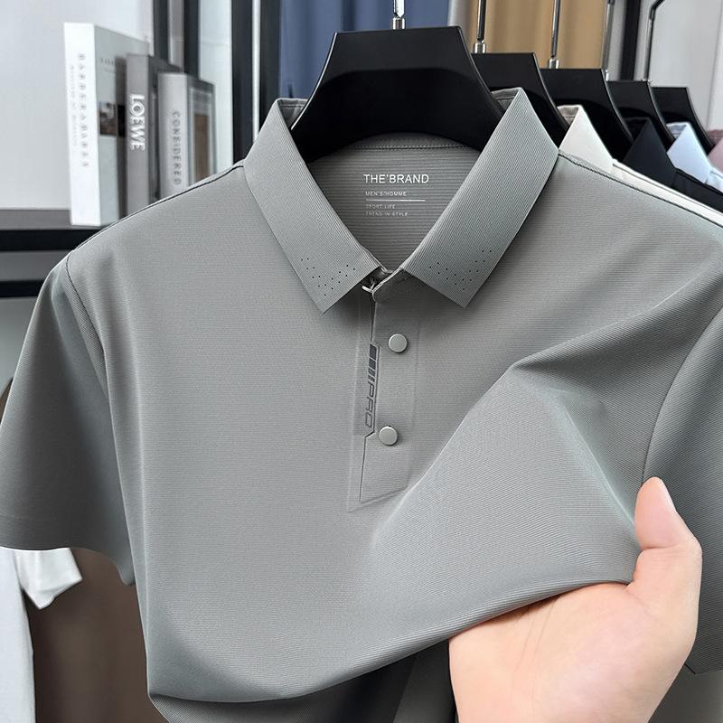 Summer Ice Lapel Collar Polo Casual Short Sleeve Loose Fit Fashion Men s Versatile M
