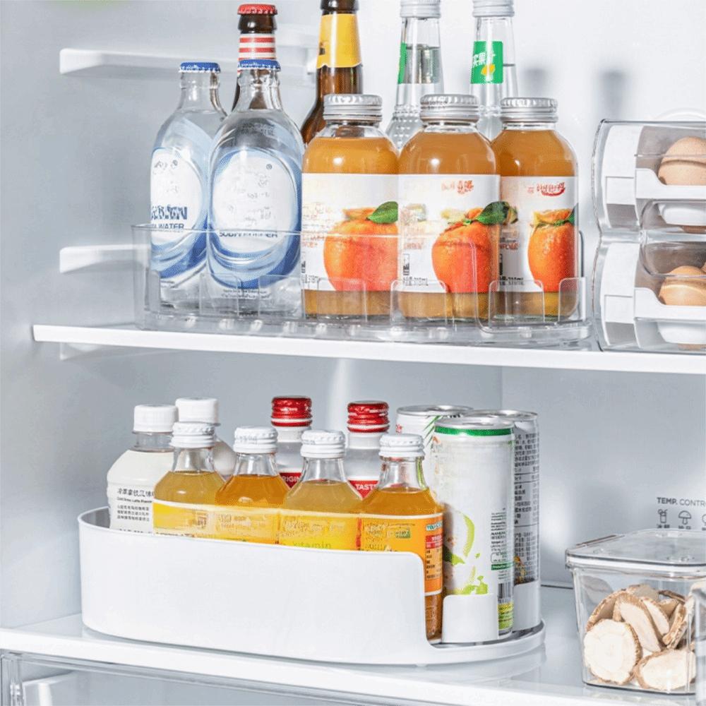 Space Saving Refrigerator Rotating Drink Storage Rack Swivel Tray Removable Rotating Spice Rack Anti-slip Plastic