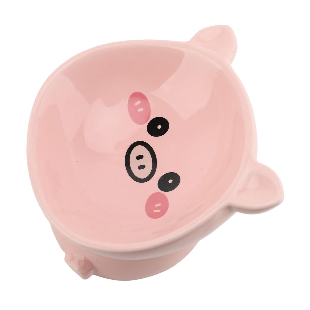 Cat Food Bowl Elevated for Dog Ceramic Cute Cartoon Animal Piggy Shape Tip Proof Home Multifunctiona