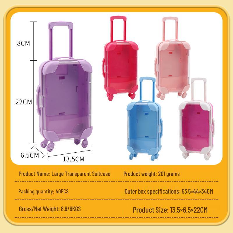 Transparent Pretend Play Makeup Trolley Case with False Eyelash Storage