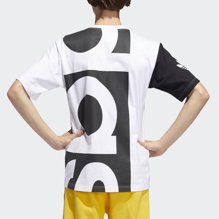adidas Originals Großes Adi T-Shirt Lockerer Schnitt Kräftiger Grafikdruck Baumwolle Kurzarm-T-Shirt Herren Schwarz Weiß DY6653