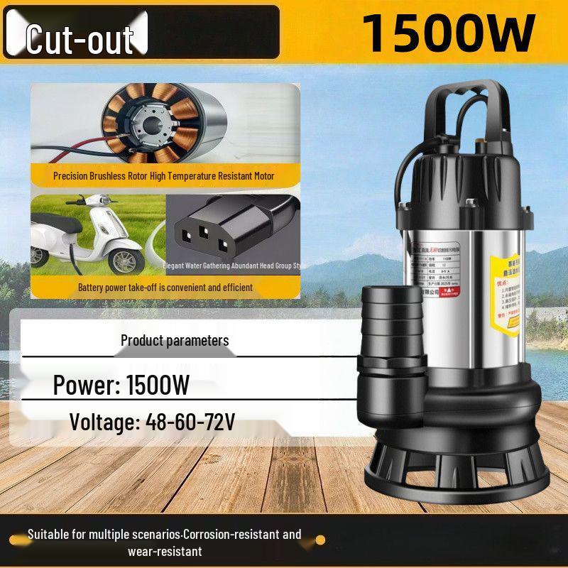 Universal Voltage DC Brushless Septic Tank Cutter Submersible Sewage Pump for Electric Vehicles (48V, 60V, 72V)