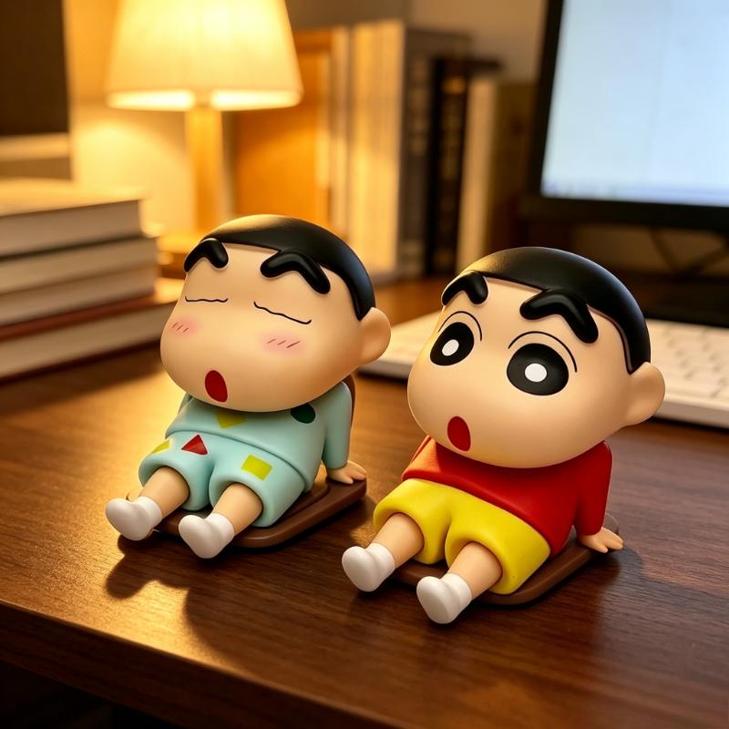 Kawaii Crayon Shin-Chan Phone Holder Desktop Ornaments Anime Figure Phone Support Mini Gk Collection Decoration Toys Girls Gifts