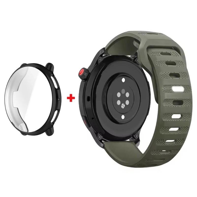 Silikonarmband mit TPU-Hülle für Amazfit Active 2 Sport Atmungsaktiv Ersatz Uhrenarmband