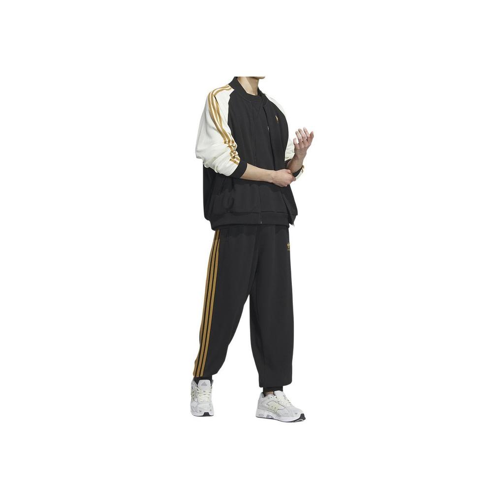 adidas Originals Patchwork Design Collared Long Sleeve Jacket Men Jacket Black IX4240