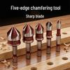 Wine Red 6pc 5-Flute Chamfering Tool & 3pc Woodworking Hole Opener Set