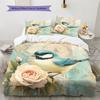 Map Flower Bird Pattern Bedding Quilt Set  Home Decoration  Gift (1 * duvet cover + 2 * pillowcase  without core)