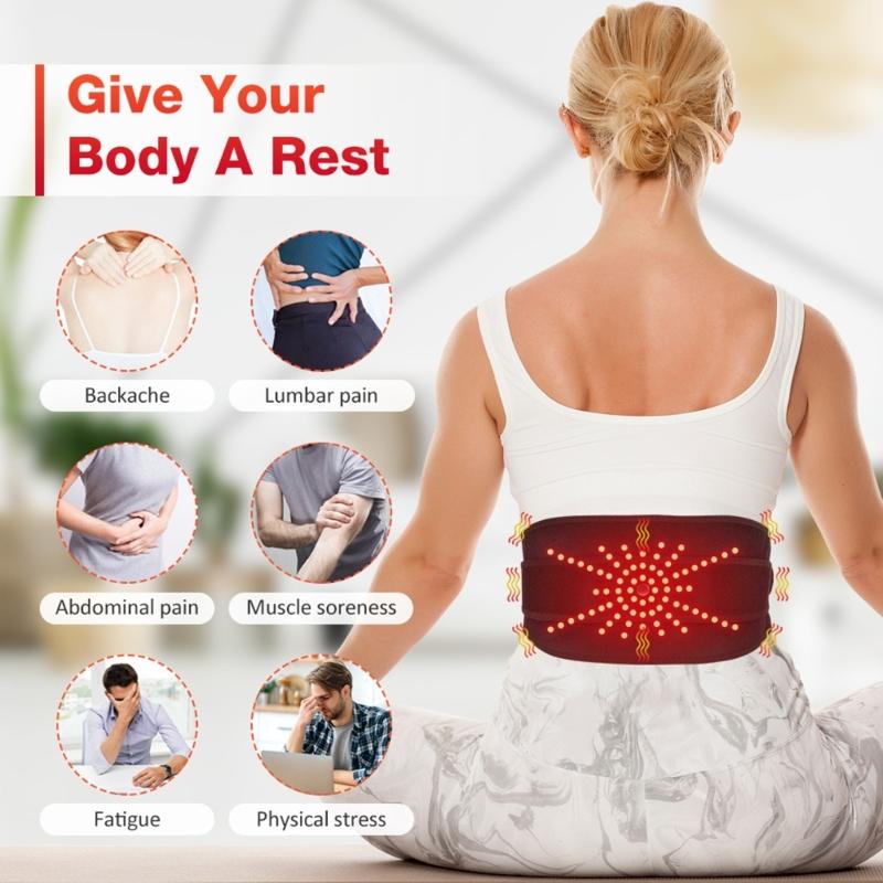 Heated Lumbar Support Belt Heating Pad for Back Pains Relief with Vibrating Massage Rechargeable Battery Comfortable Fit