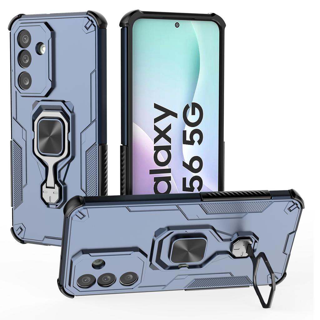 For Samsung Galaxy M56 5G Case Rotatable Ring Kickstand PC+TPU Shockproof Phone Cover