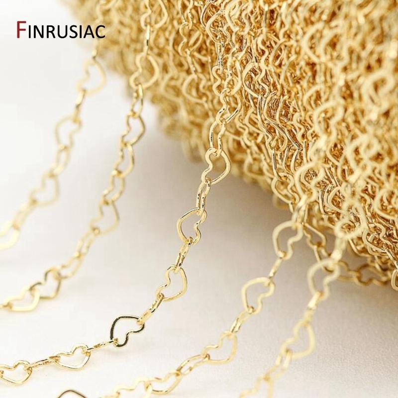 2 Sizes Heart Shape Chains For Jewelry Making,14K Gold Plated Brass Chain DIY Necklace Bracelet Earrings Making Accessories