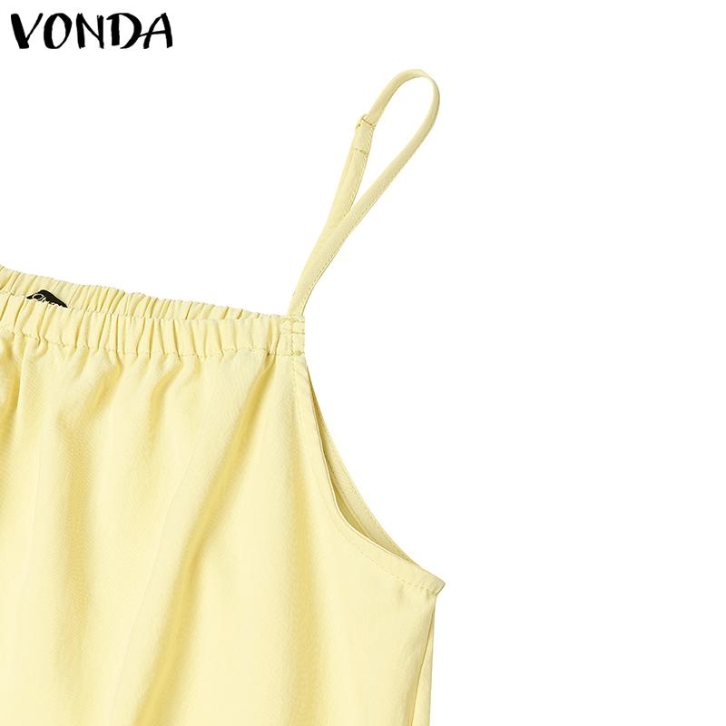 VONDA Women Strap Sleeveless Ruffled Casual Pleated Tank Tops