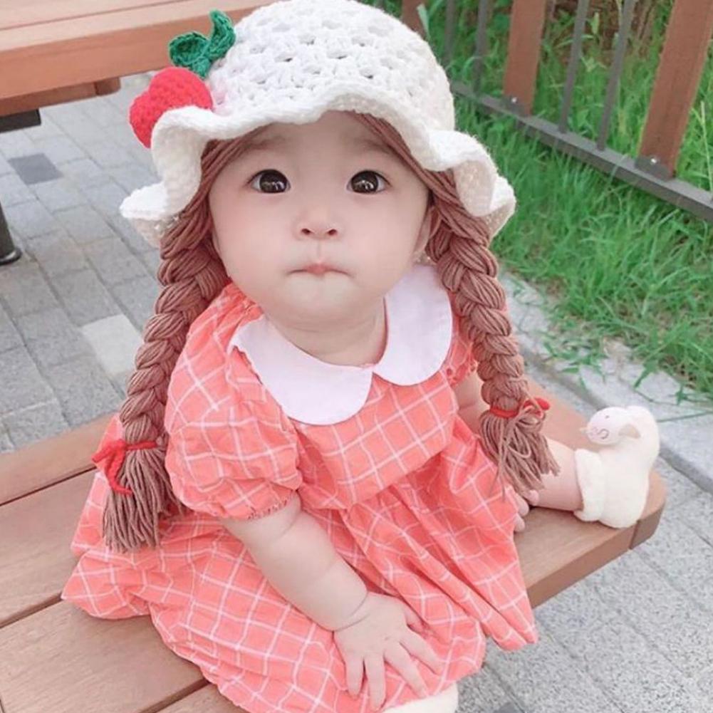 Kids Girl Cap Simulate Braid Ear Protection Hat For 1-6 Y  Infants Toddler