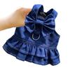 DogPet Cat Denim Skirt Supplies Dog Walking Outside Cat Chest and Back Traction Method Dog Fighting Clothes