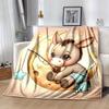1pc Moon Donkey Printing Lightweight Flannel Blanket, Comfortable and Warm Blanket, for Camping Sofa Bed and Couch Office, Suitable for Gift Blankets