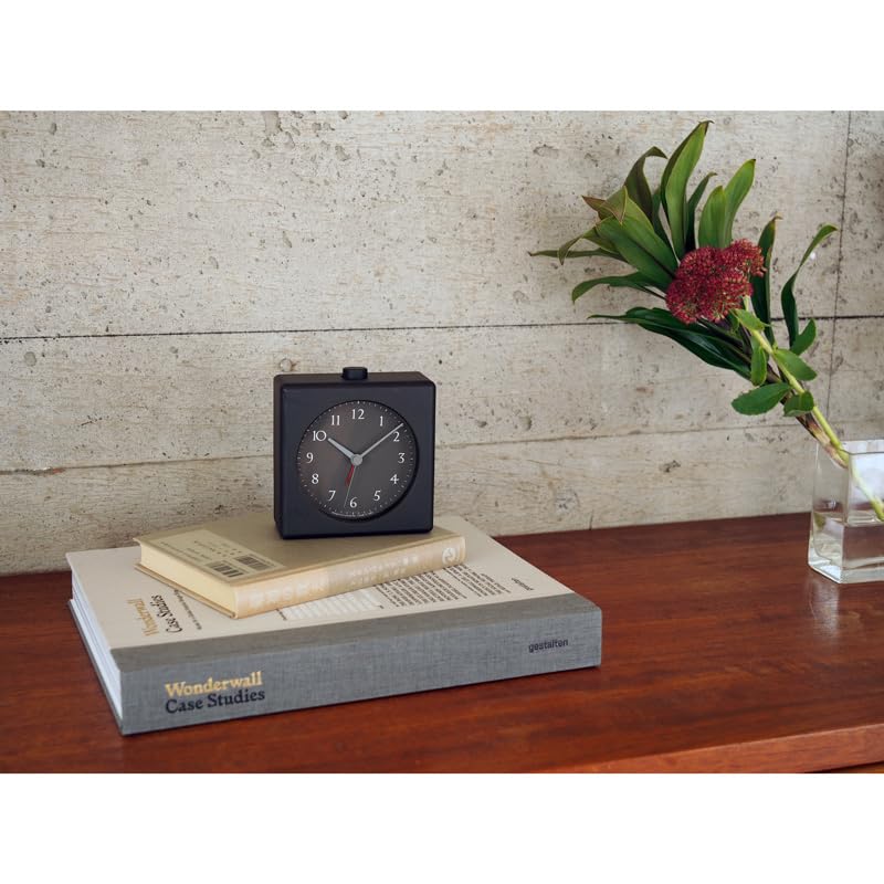 Lemnos Analog Alarm Clock, Natural Wood Grain, Black, Canon JH23-11 BK