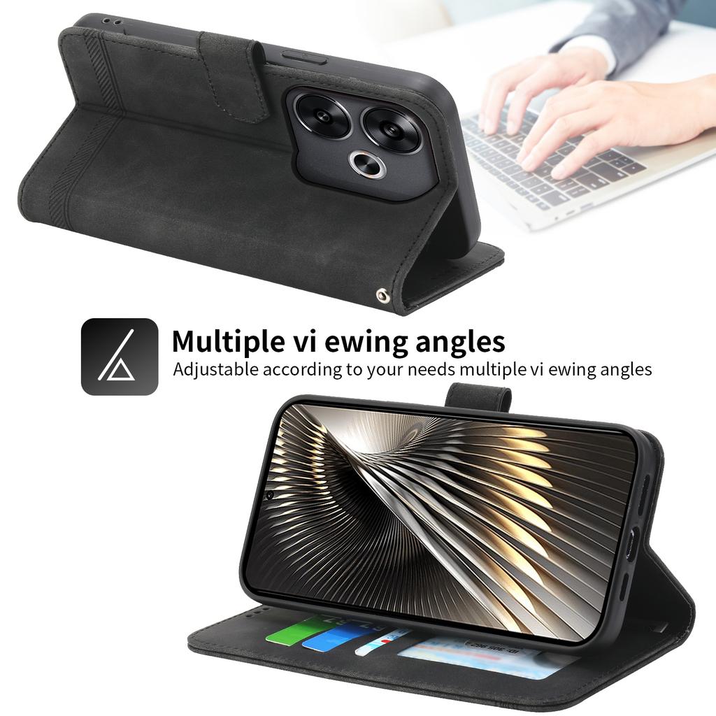 DIERFENG DF-03 For Xiaomi Redmi Turbo 3 5G/Poco F6 5G Leather Case Lines Imprint Wallet Phone Cover