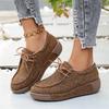 Women's Fashion Round Toe Lace-up Casual Flat Shoes