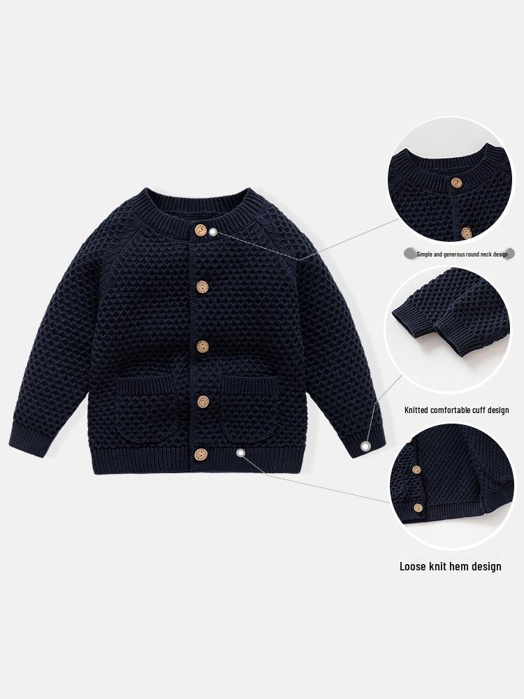 British Style Baby Cotton Knit Sweater Cardigan for Autumn/Winter - One Year Old Gentleman