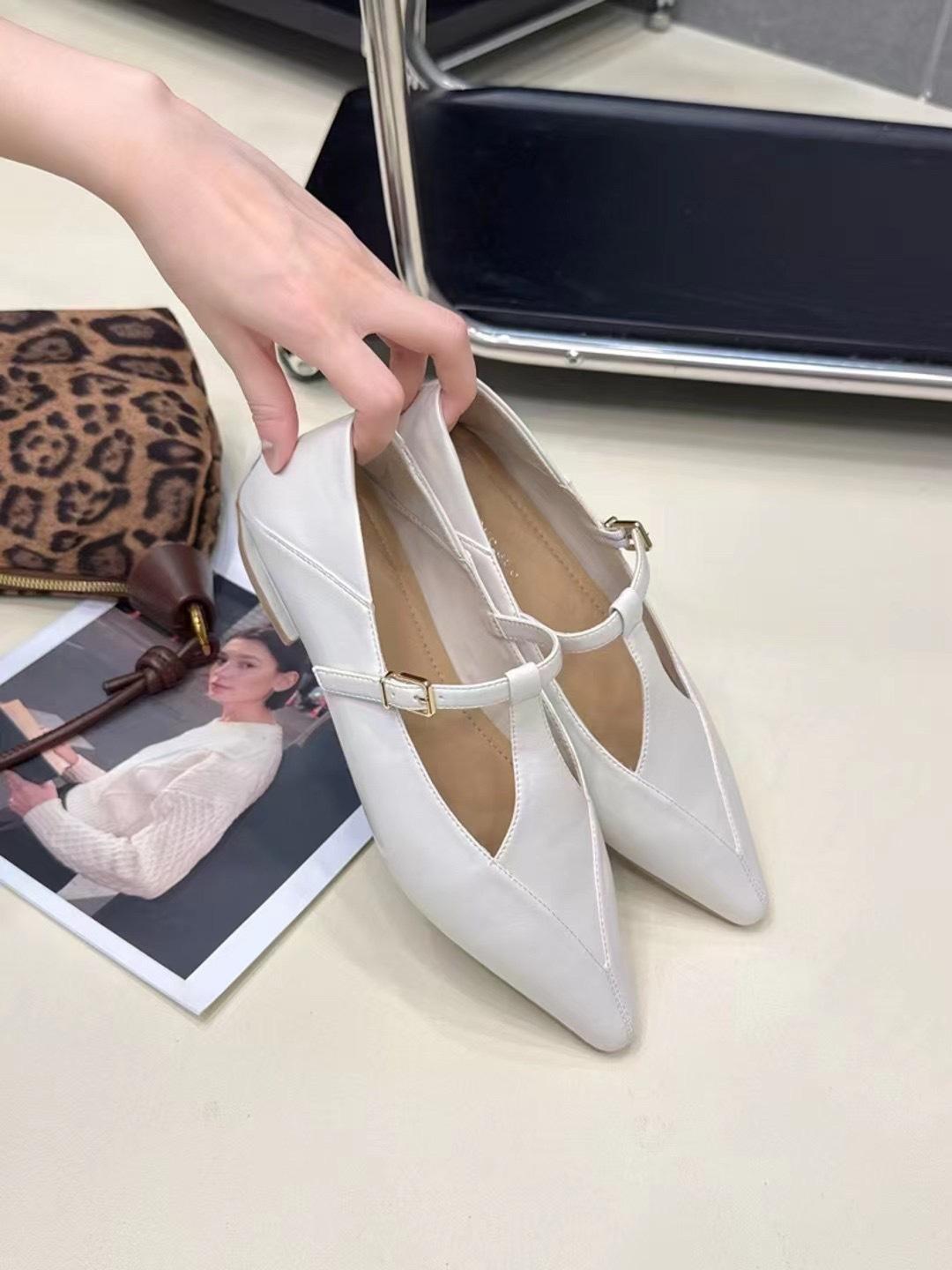 

Туфли Мэри Джейн в стиле ретро с острым носком, женские, весна 2025, новые универсальные туфли-одиночки, толстый каблук, нишевая обувь высокого класса на плоской подошве 35