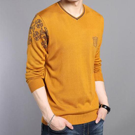 Fashion Mens Sweater Mens Pullover Print Slim Fit Jumpers Knitred Woolen Autumn Casual Men Clothes