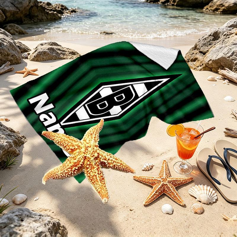 Custom Name Personalized Borussia Monchengladbach Print Beach Towel, for Trip Camping Beach Party Home Decor, Birthday Gift for Family & Friends