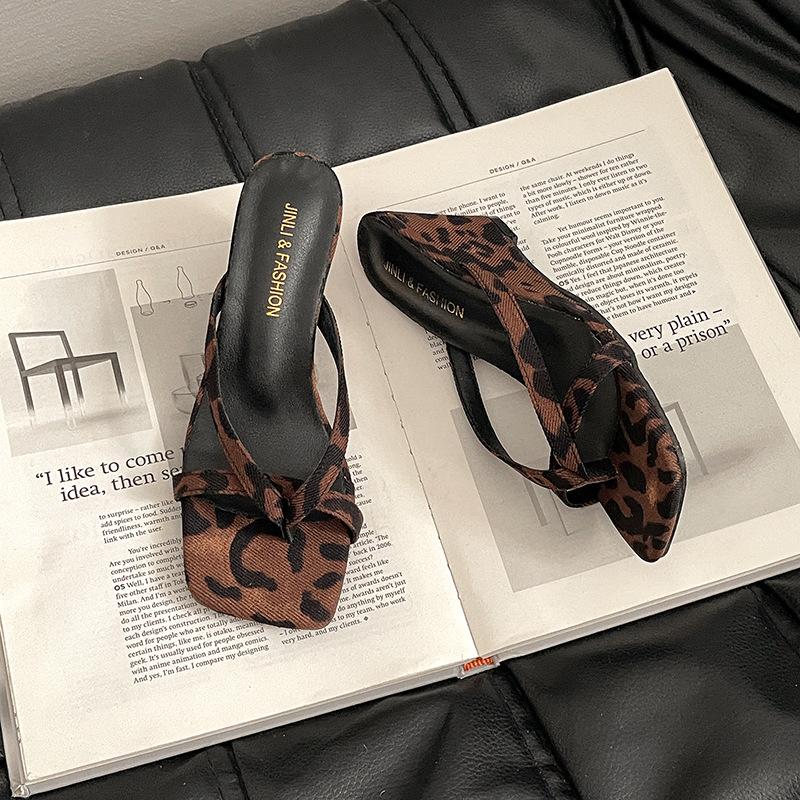 Wedge Heels Women's Shoes, Flip-flops Retro One-strap High-heeled Slippers