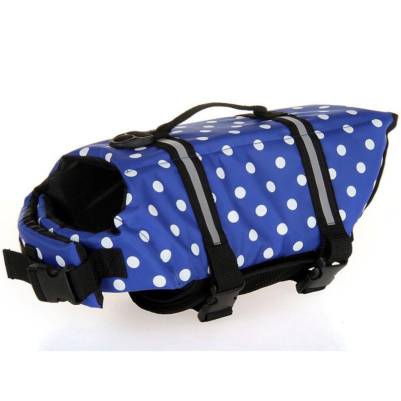 

Pet Dog Vest Life Jacket Top Safety Reflective Stripe Preserver Swimming Clothes Blue Point,2XS(0-3 kg)