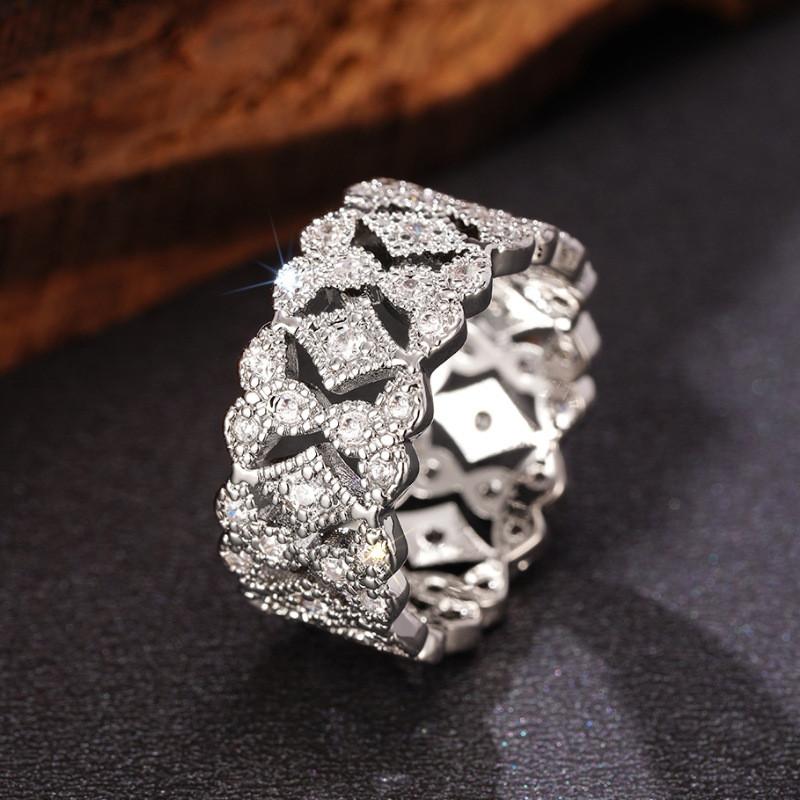 925 Sterling Silver Hollow Out Design Ring for Women Shinning Luxury Finger Ring Engagement Bright CZ Female Jewelry Gifts