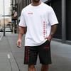 Summer Daily Casual Sports Jogger Suit Home Outdoor Outfits Demon Letter Pattern Men's Set Cotton T-shirt and Knee-length Shorts