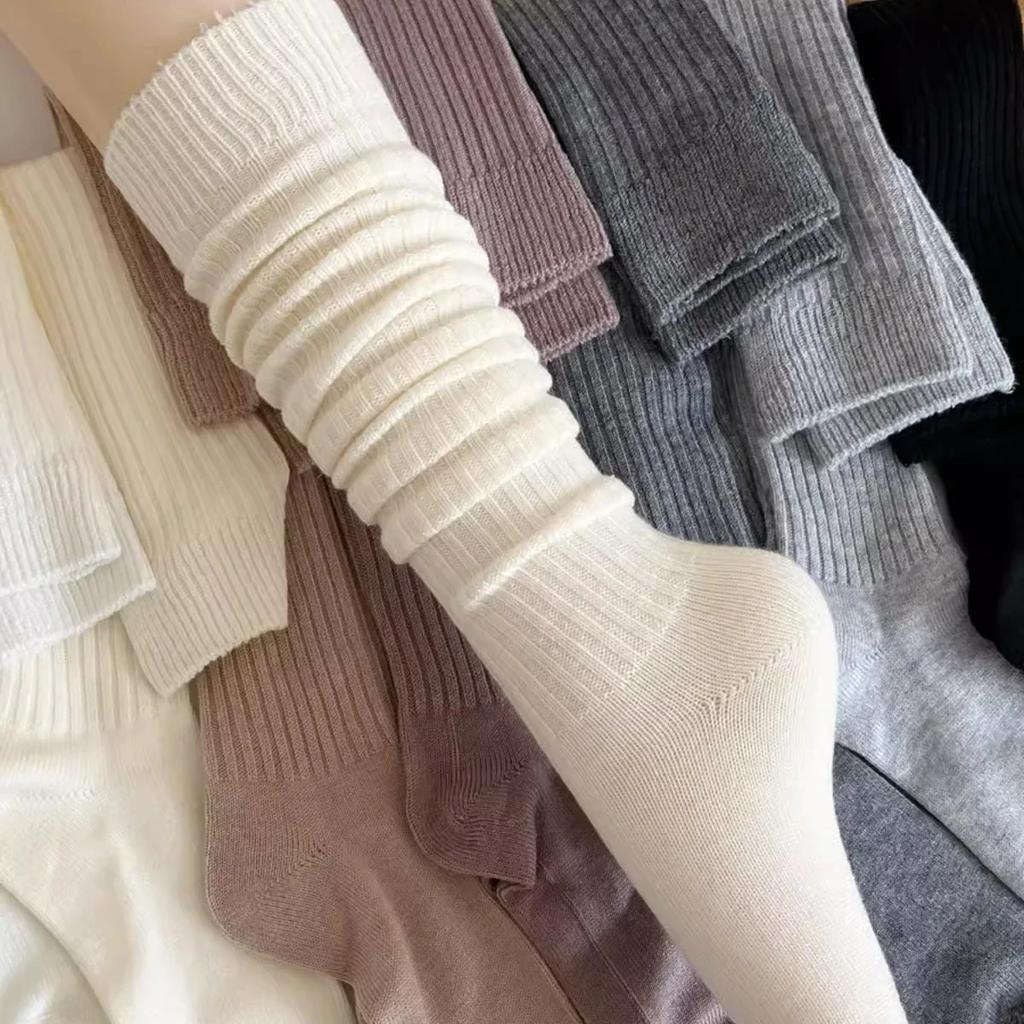 Damskie długie skarpetki kaszmirowe damskie buty solidna wełniana udo pończocha obcisła swobodna bawełna na kolanach puszyste kobiece długie podkolanówki