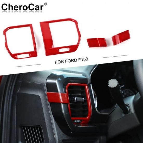 Center Console Side Air Vent AC Outlet Trim For Ford F150 21+ Red Accessories
