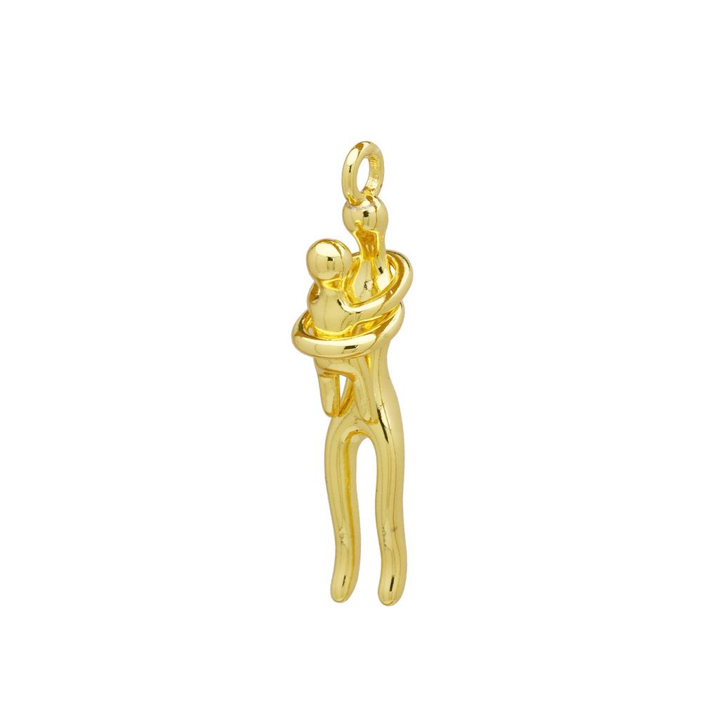 Copper Gold-Plated Simple Personalized Child Baby Hug Necklace Pendant