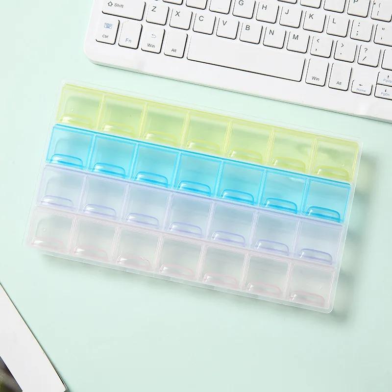 Portable Travel Pill Box Cases Organizer 7 Days 21 Grids 3 Times One Day with Large Compartments for Vitamins Medicine Fish Oils
