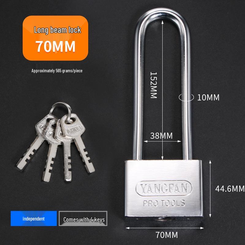 Extended Padlock Cabinet Lock, Long Beam & Handle, U-Shaped Household Door Lock