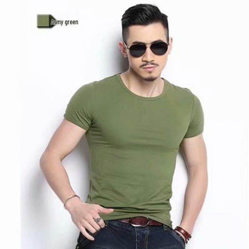

Korean Style Slim Fit Crew Neck Men s T-shirt, Short Sleeve, Elastic, Available In White and Black 5XL