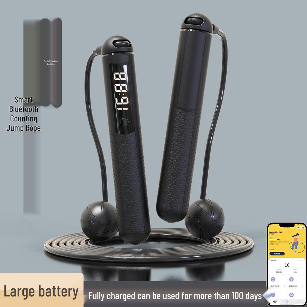 Moyue Bluetooth Jump Rope with Weighted Ball and Counterweights for Fitness and Fat Burning, with Rope Counting Feature.